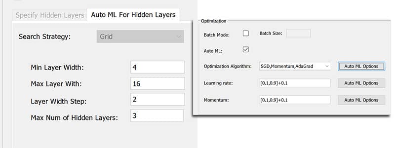 Deep Netts v2.0 Auto ML options